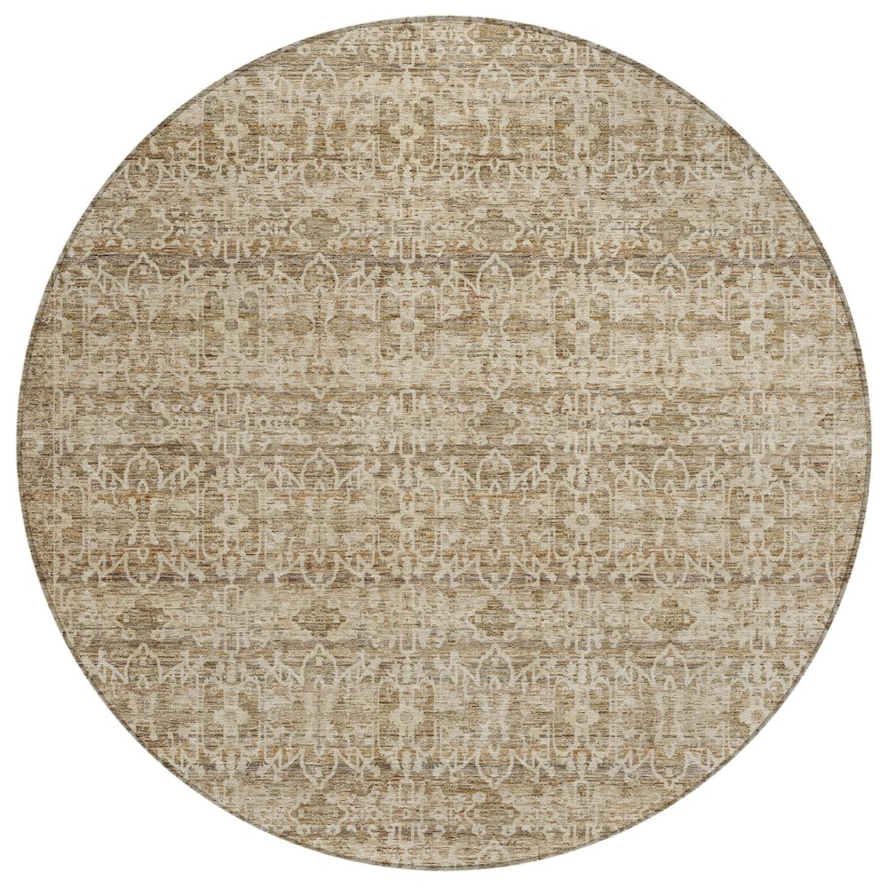 Machine Washable Indoor/Outdoor Chantille ACN2152 Brown 8' x 8' Round Rug. Picture 1