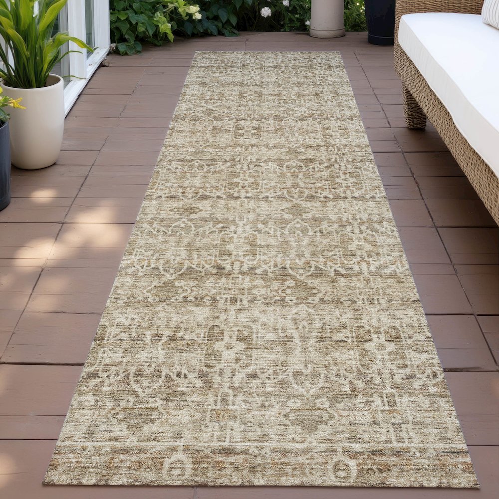 Machine Washable Indoor/Outdoor Chantille ACN2152 Brown 2'3" x 7'6" Runner Rug. Picture 6