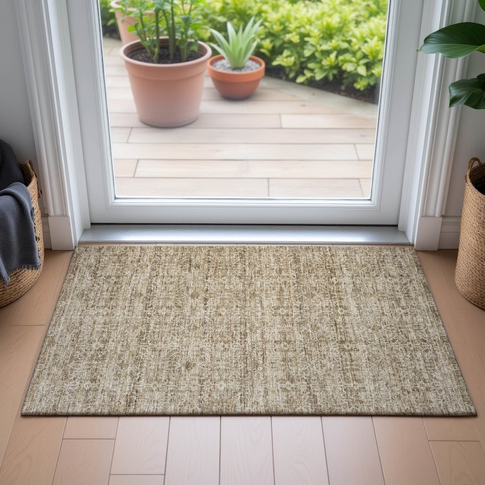Machine Washable Indoor/Outdoor Chantille ACN2152 Brown 1'8" x 2'6" Rug. Picture 5