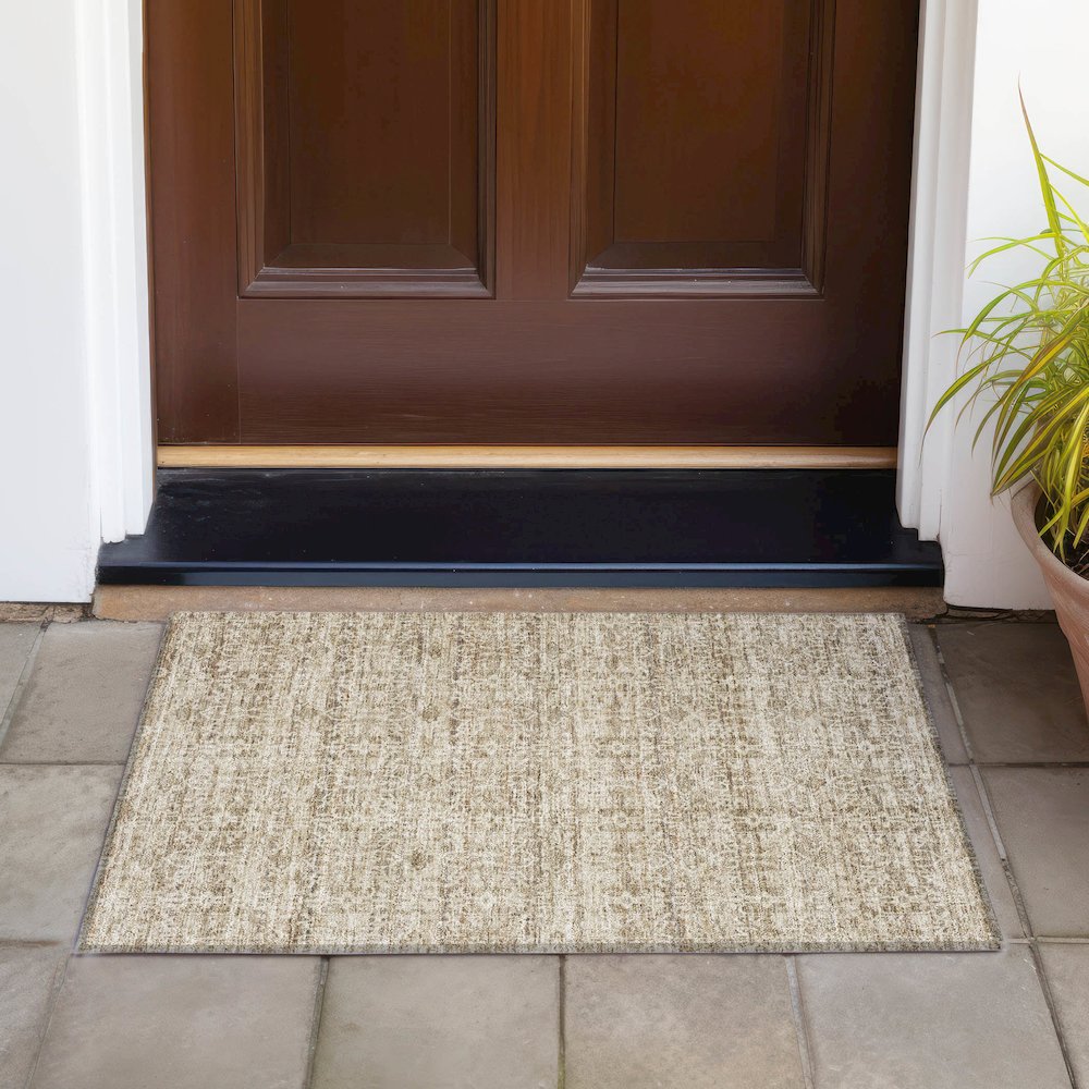 Machine Washable Indoor/Outdoor Chantille ACN2152 Brown 1'8" x 2'6" Rug. Picture 6