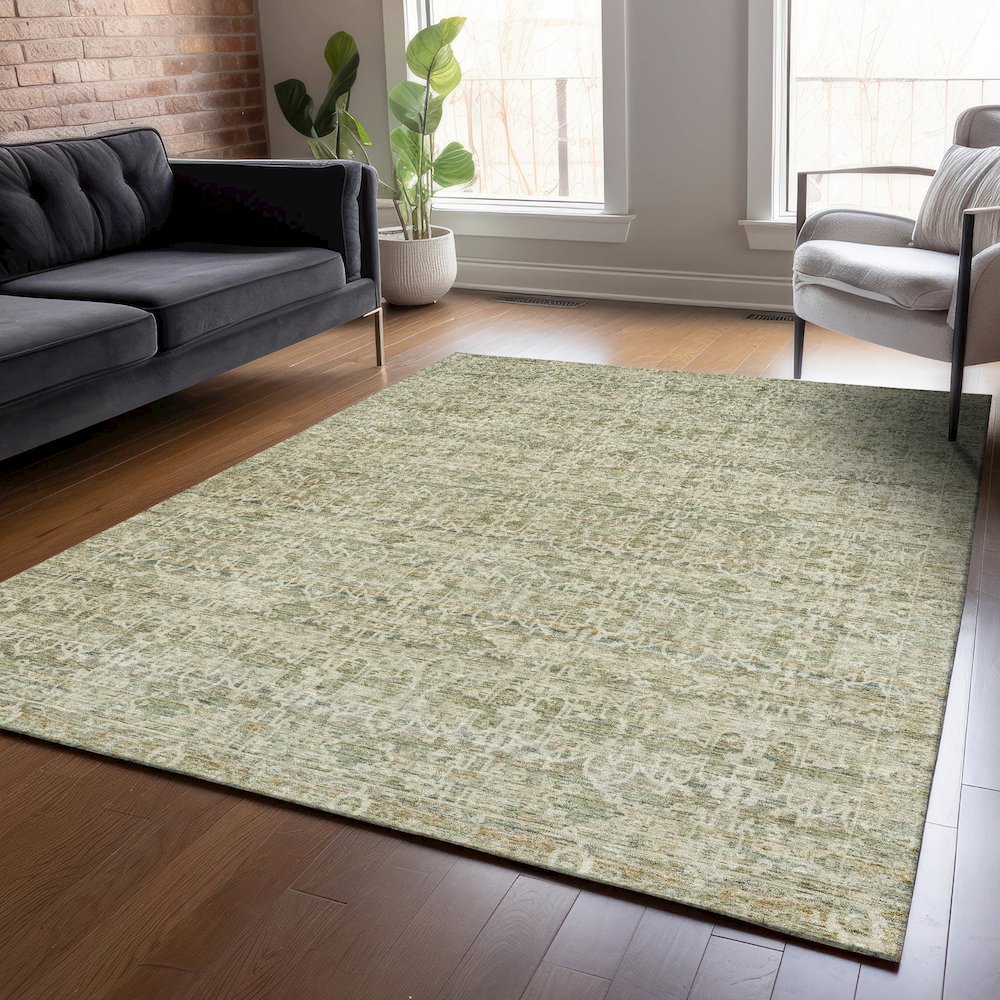 Machine Washable Indoor/Outdoor Chantille ACN2152 Sage 2'6" x 3'10" Rug. Picture 5