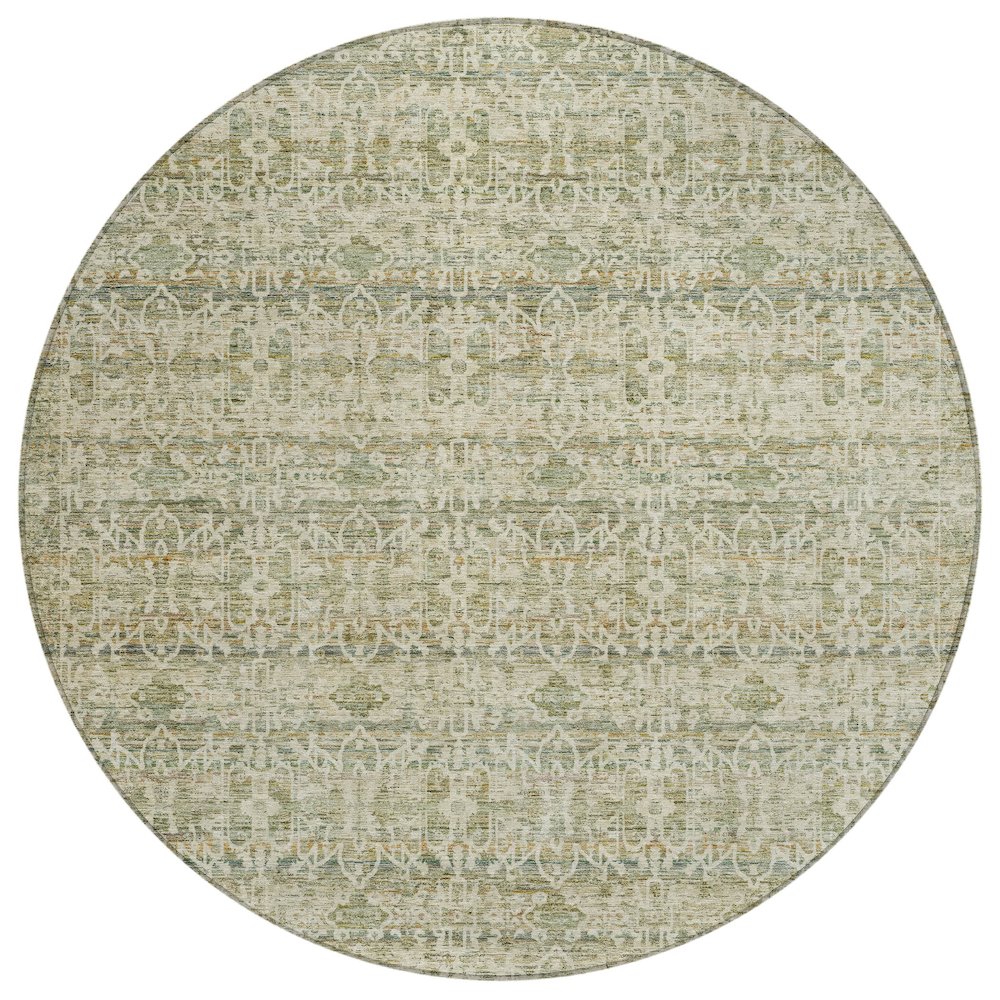 Machine Washable Indoor/Outdoor Chantille ACN2152 Sage 8' x 8' Round Rug. Picture 1