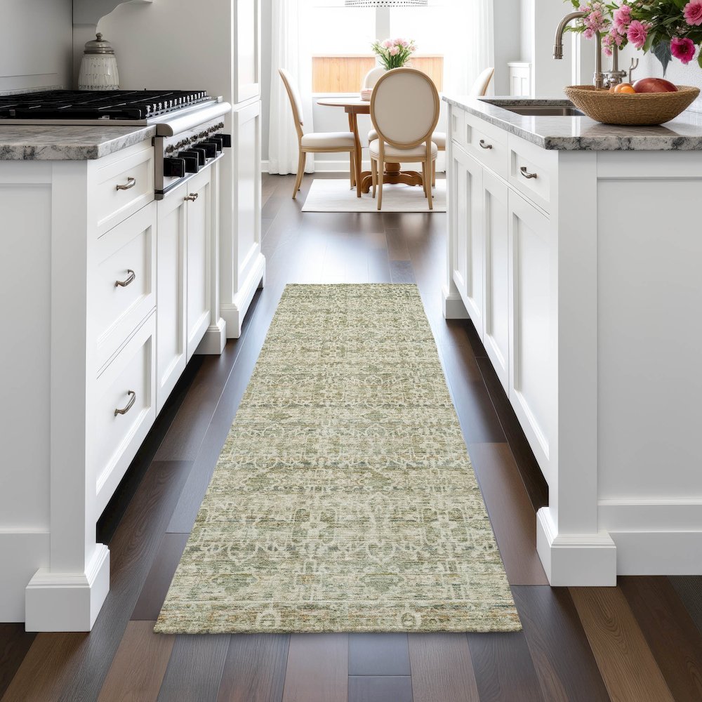 Machine Washable Indoor/Outdoor Chantille ACN2152 Sage 2'3" x 7'6" Runner Rug. Picture 5