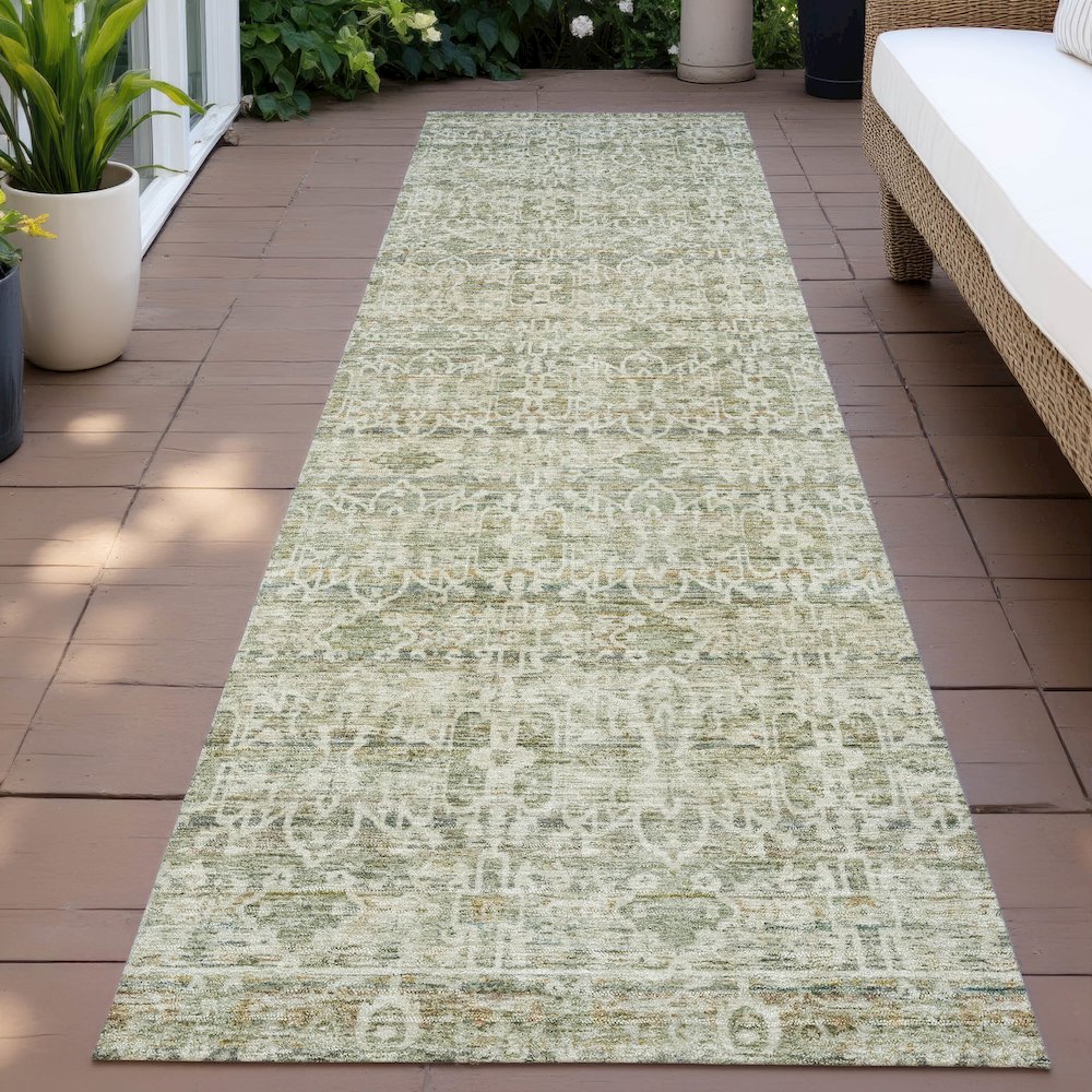 Machine Washable Indoor/Outdoor Chantille ACN2152 Sage 2'3" x 7'6" Runner Rug. Picture 6