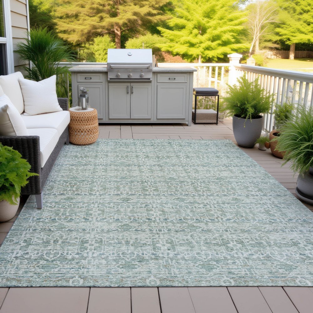 Machine Washable Indoor/Outdoor Chantille ACN2152 Teal 2'6" x 3'10" Rug. Picture 7