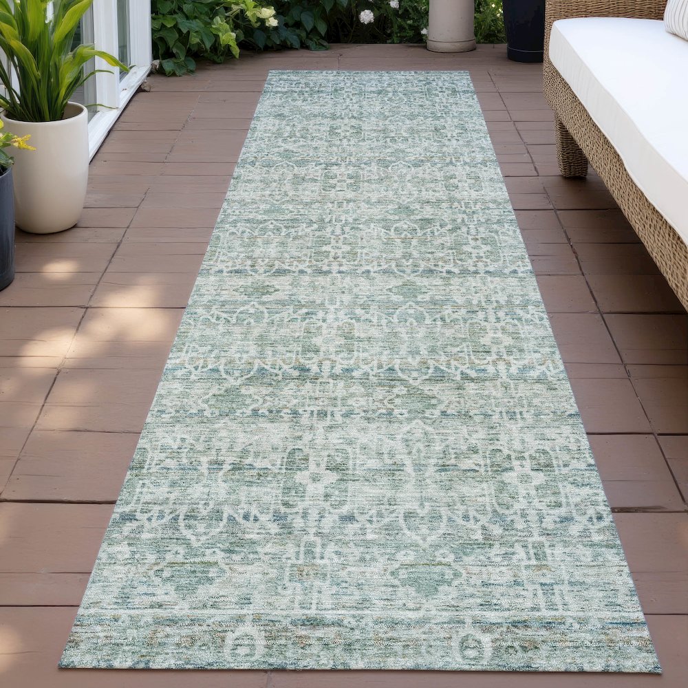 Machine Washable Indoor/Outdoor Chantille ACN2152 Teal 2'3" x 7'6" Runner Rug. Picture 6