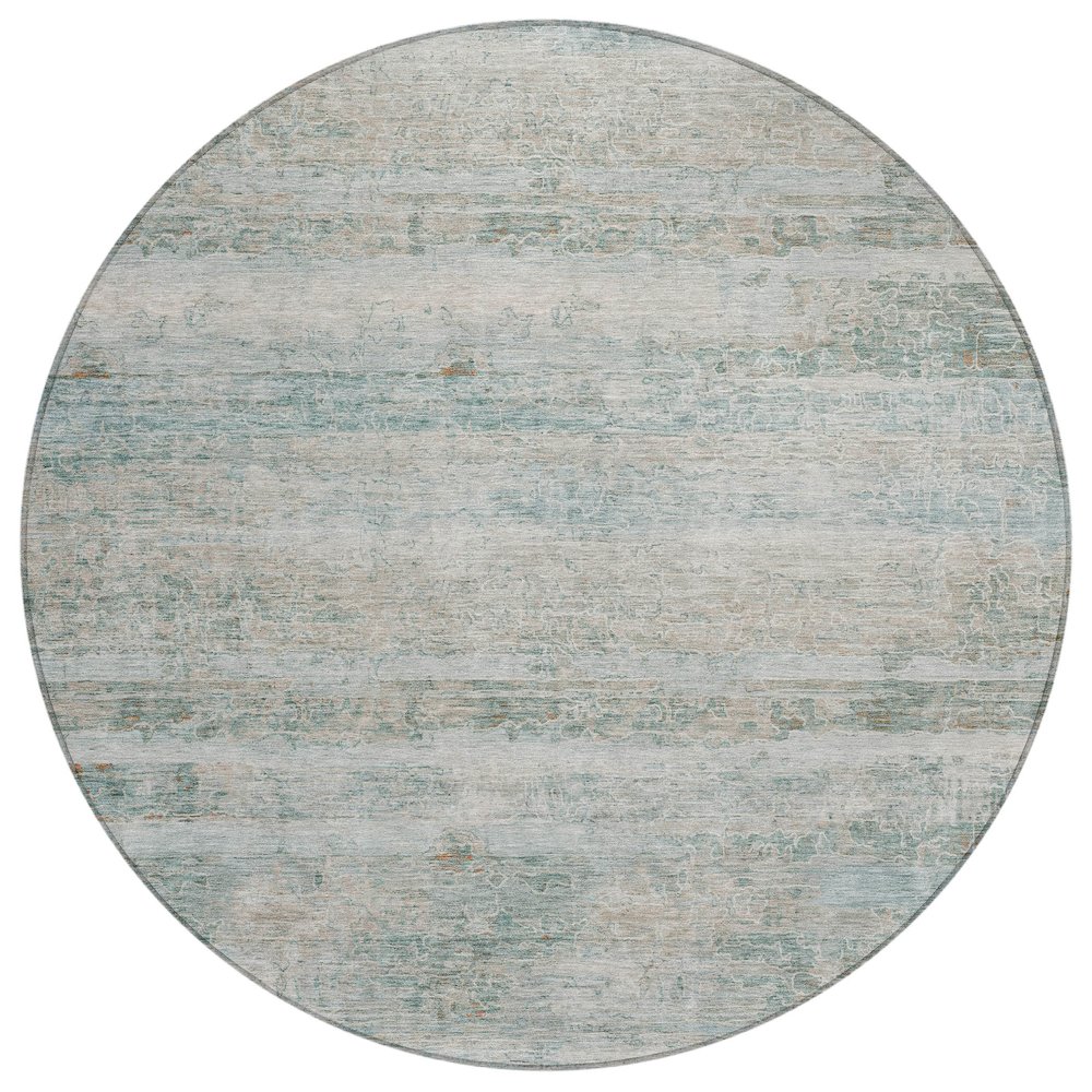Machine Washable Indoor/Outdoor Chantille ACN2154 Aqua 8' x 8' Round Rug. Picture 1