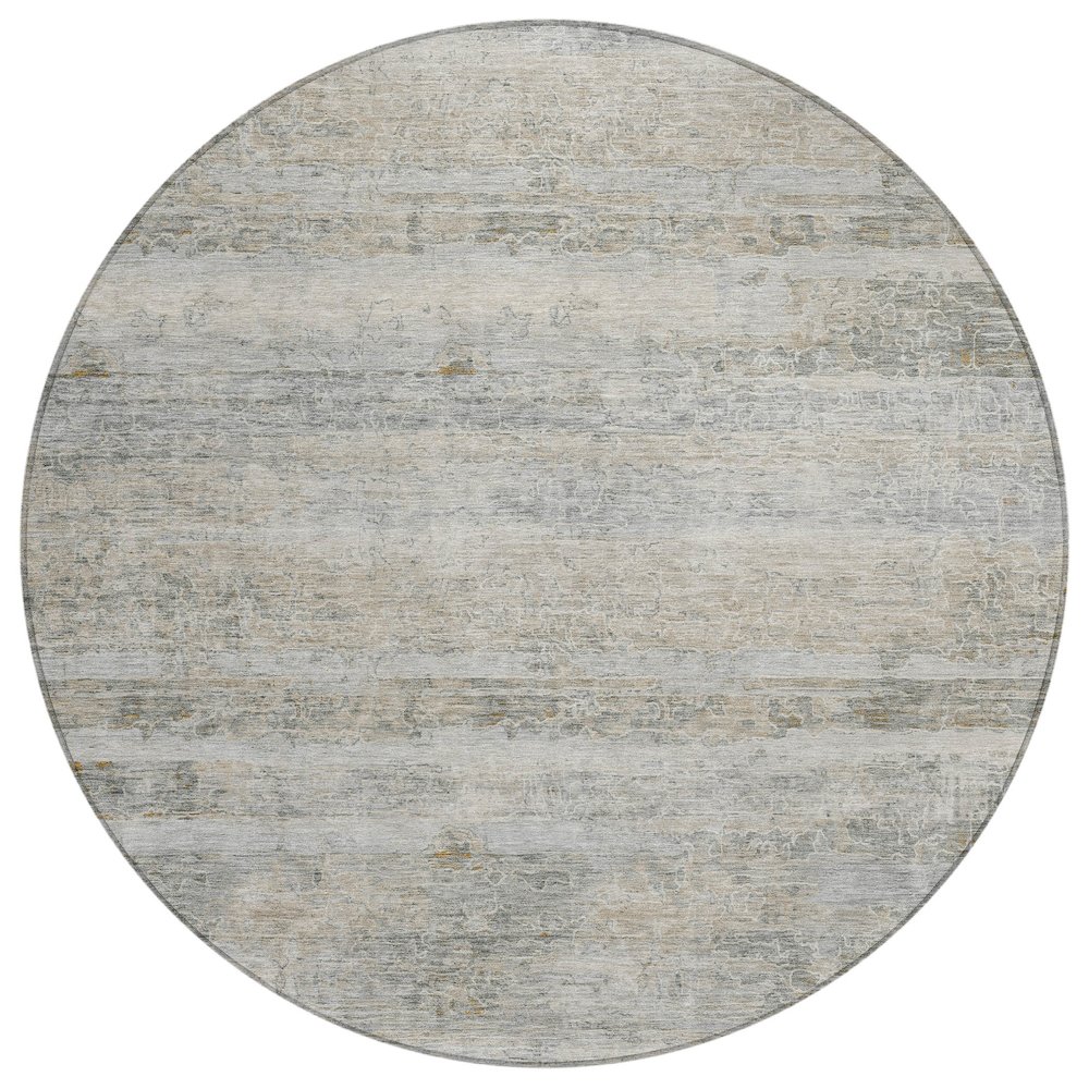 Machine Washable Indoor/Outdoor Chantille ACN2154 Granite 8' x 8' Round Rug. Picture 1