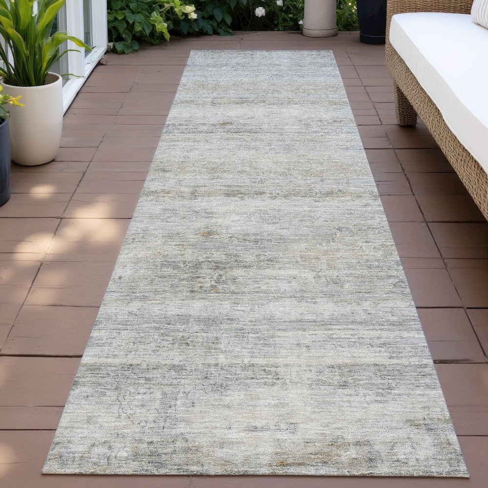 Machine Washable Indoor/Outdoor Chantille ACN2154 Granite 2'3" x 7'6" Runner Rug. Picture 6