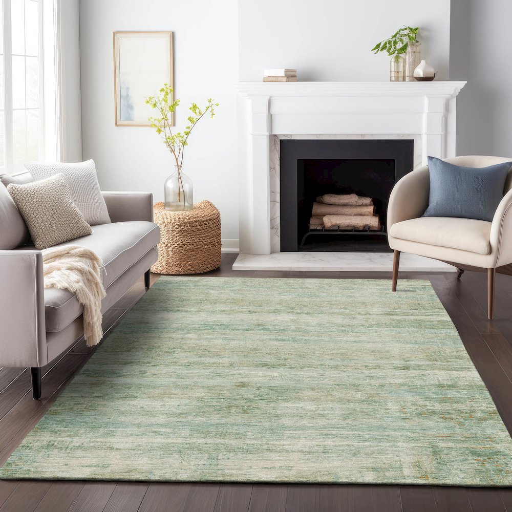 Machine Washable Indoor/Outdoor Chantille ACN2154 Green 2'6" x 3'10" Rug. Picture 6