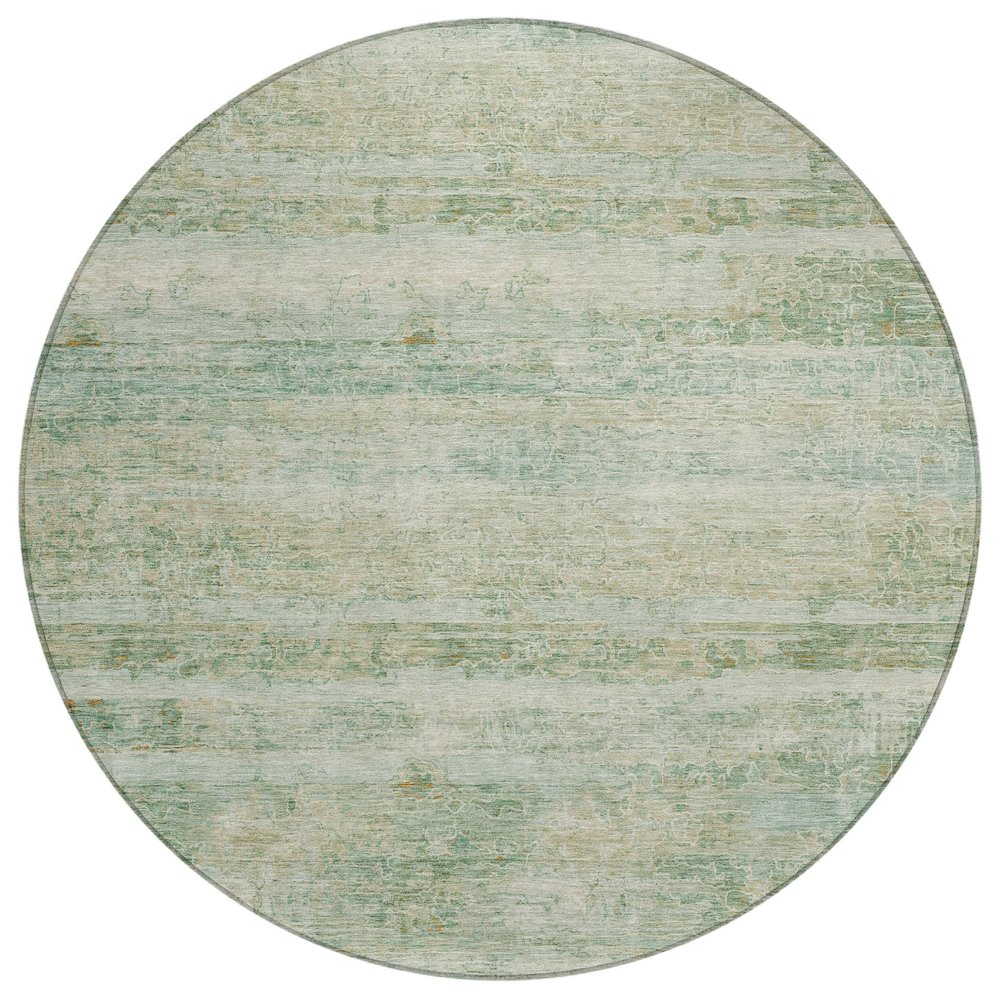 Machine Washable Indoor/Outdoor Chantille ACN2154 Green 8' x 8' Round Rug. Picture 1