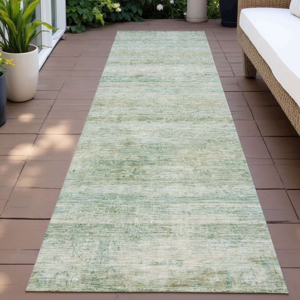 Machine Washable Indoor/Outdoor Chantille ACN2154 Green 2'3" x 7'6" Runner Rug. Picture 6