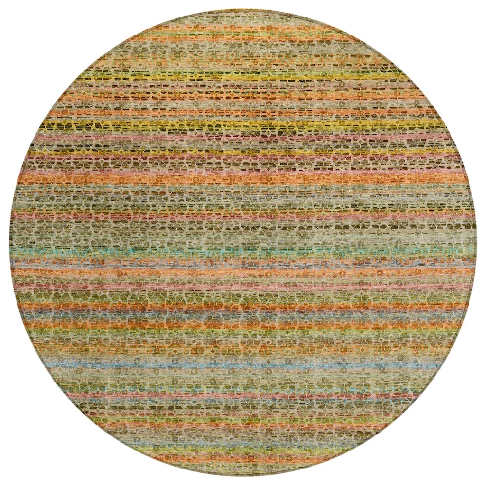 Machine Washable Indoor/Outdoor Chantille ACN2155 Coral 8' x 8' Round Rug. Picture 1