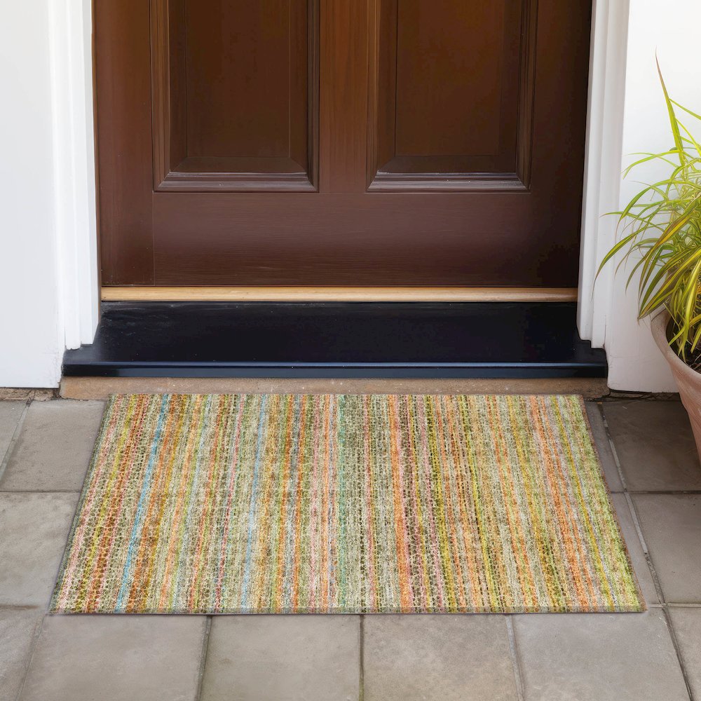 Machine Washable Indoor/Outdoor Chantille ACN2155 Coral 1'8" x 2'6" Rug. Picture 6