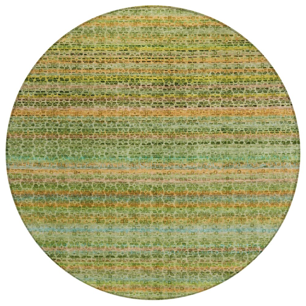 Machine Washable Indoor/Outdoor Chantille ACN2155 Green 8' x 8' Round Rug. Picture 1