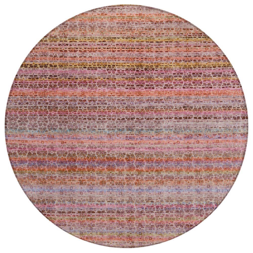 Machine Washable Indoor/Outdoor Chantille ACN2155 Pink 8' x 8' Round Rug. Picture 1