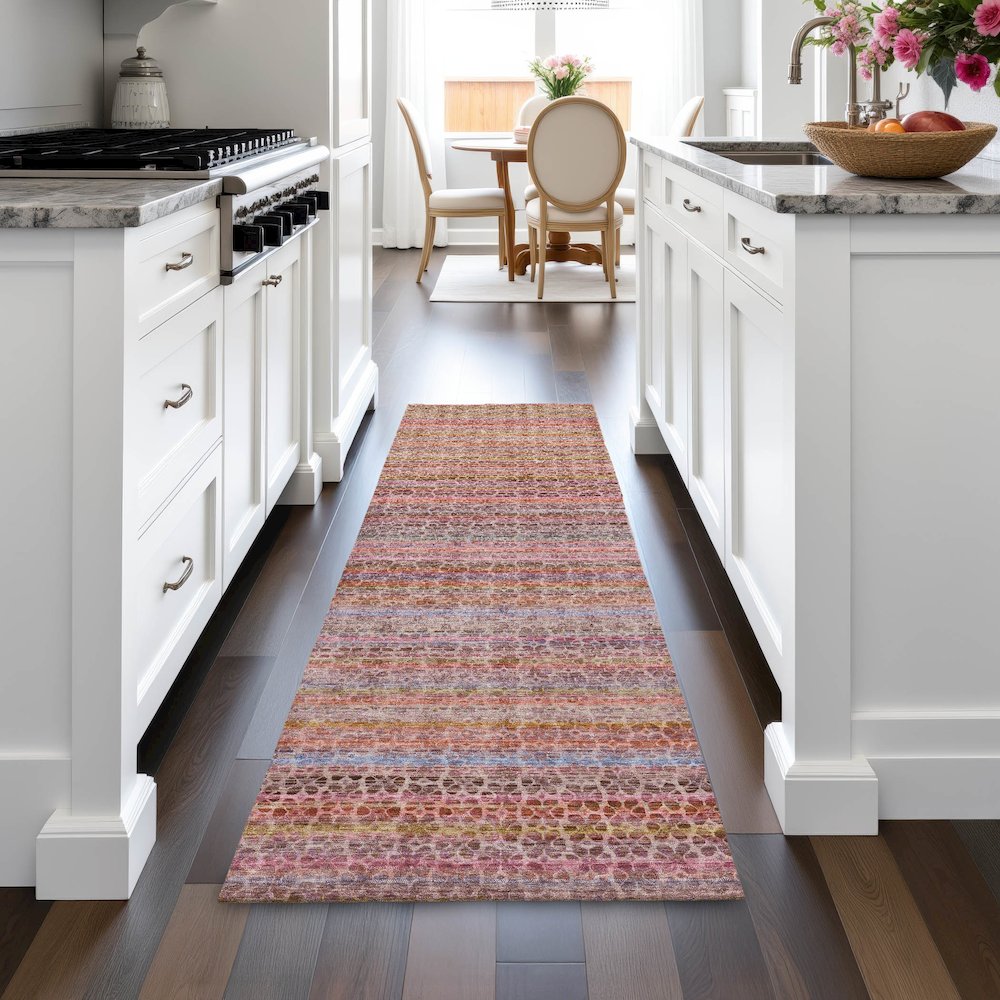 Machine Washable Indoor/Outdoor Chantille ACN2155 Pink 2'3" x 7'6" Runner Rug. Picture 5