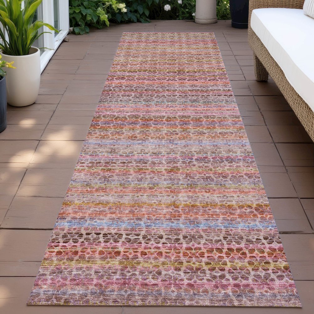Machine Washable Indoor/Outdoor Chantille ACN2155 Pink 2'3" x 7'6" Runner Rug. Picture 6