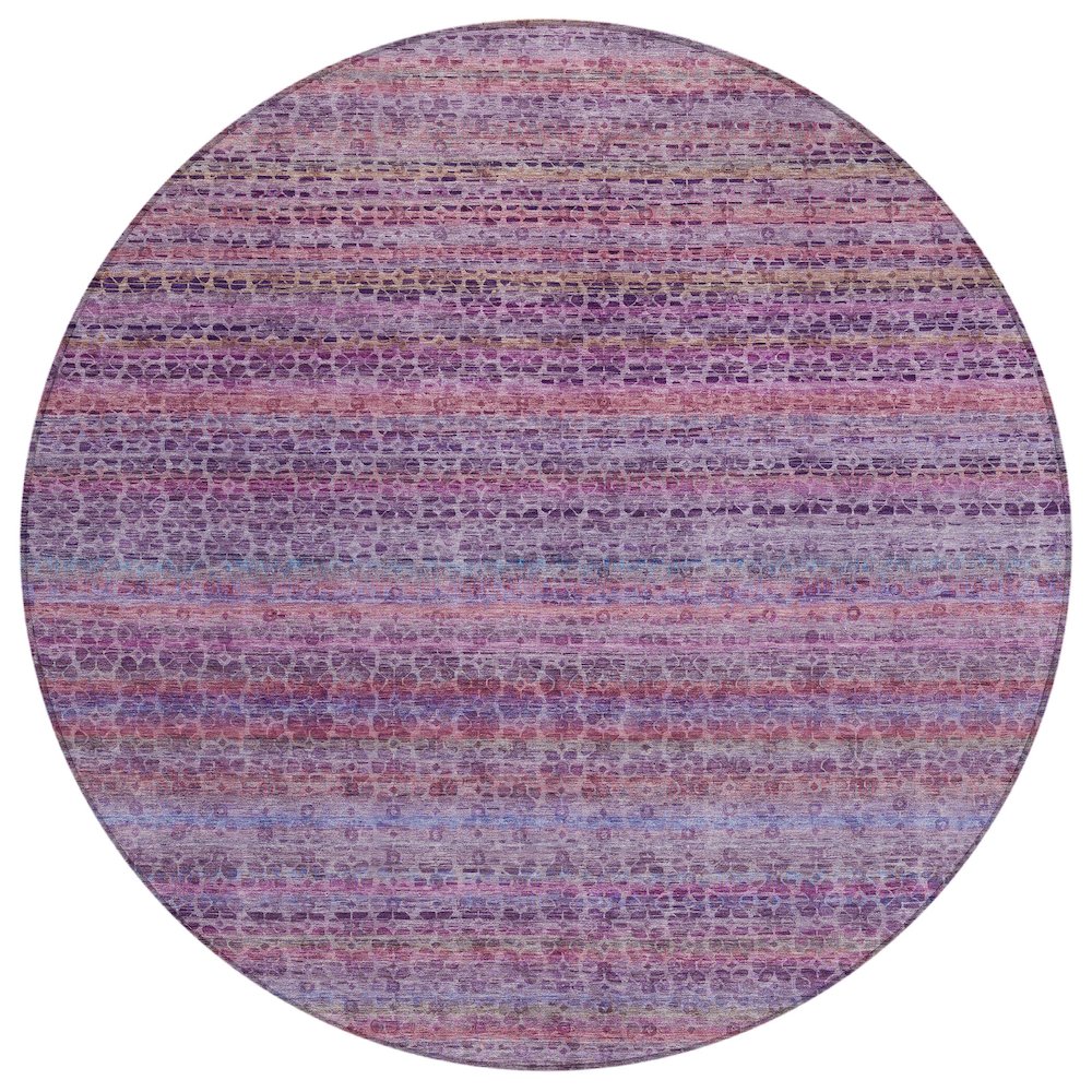 Machine Washable Indoor/Outdoor Chantille ACN2155 Purple 8' x 8' Round Rug. Picture 1