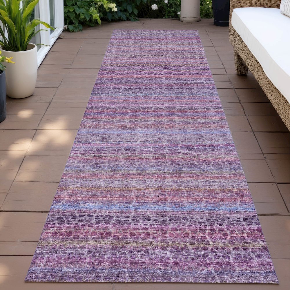 Machine Washable Indoor/Outdoor Chantille ACN2155 Purple 2'3" x 7'6" Runner Rug. Picture 6