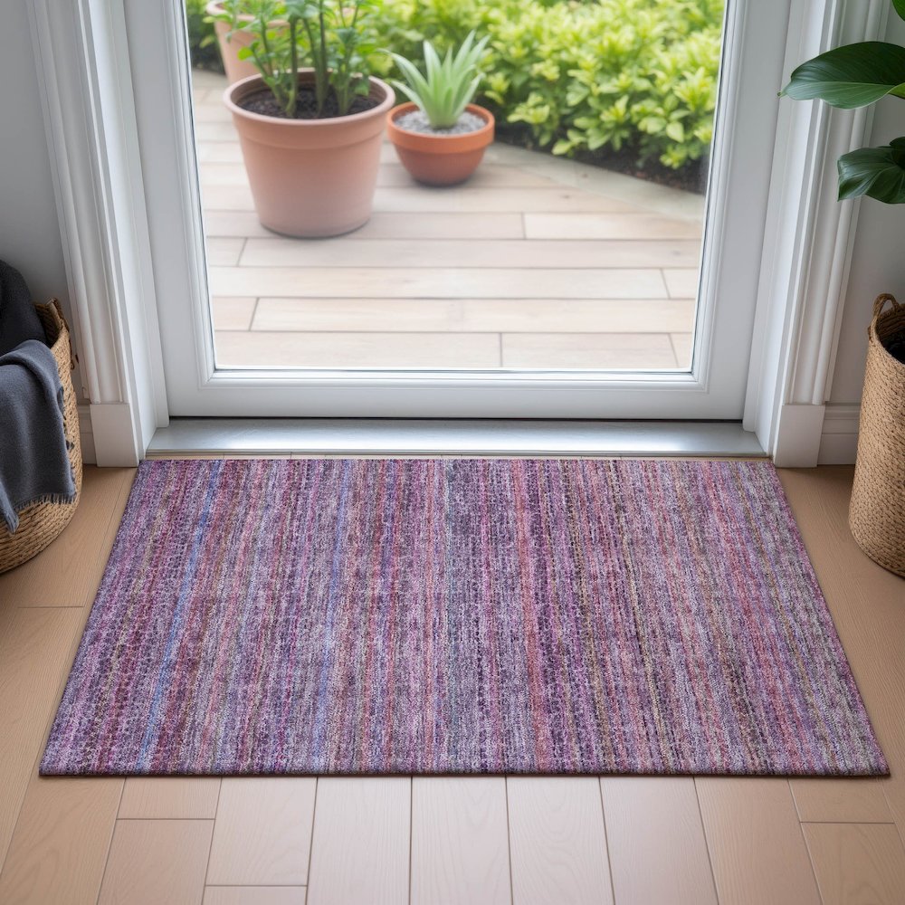 Machine Washable Indoor/Outdoor Chantille ACN2155 Purple 1'8" x 2'6" Rug. Picture 5