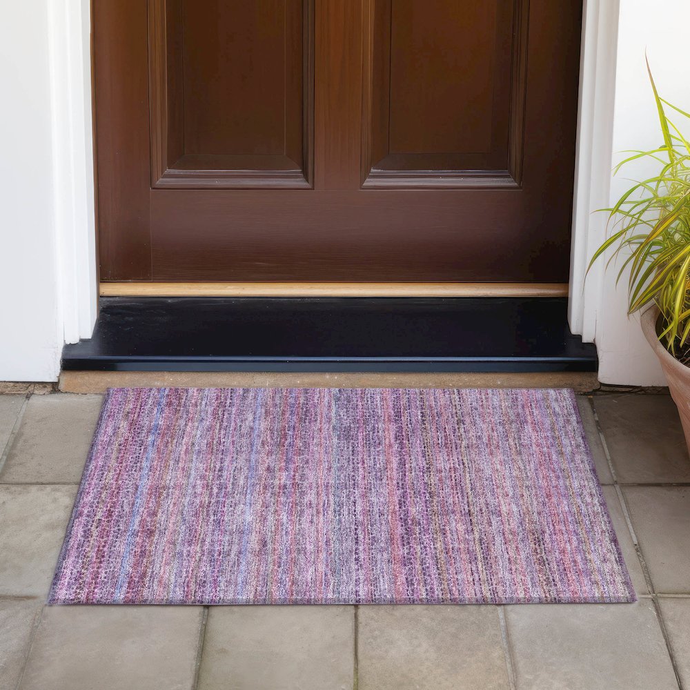 Machine Washable Indoor/Outdoor Chantille ACN2155 Purple 1'8" x 2'6" Rug. Picture 6