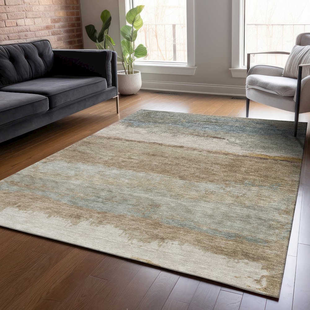 Machine Washable Indoor/Outdoor Chantille ACN2156 Beige 2'6" x 3'10" Rug. Picture 5