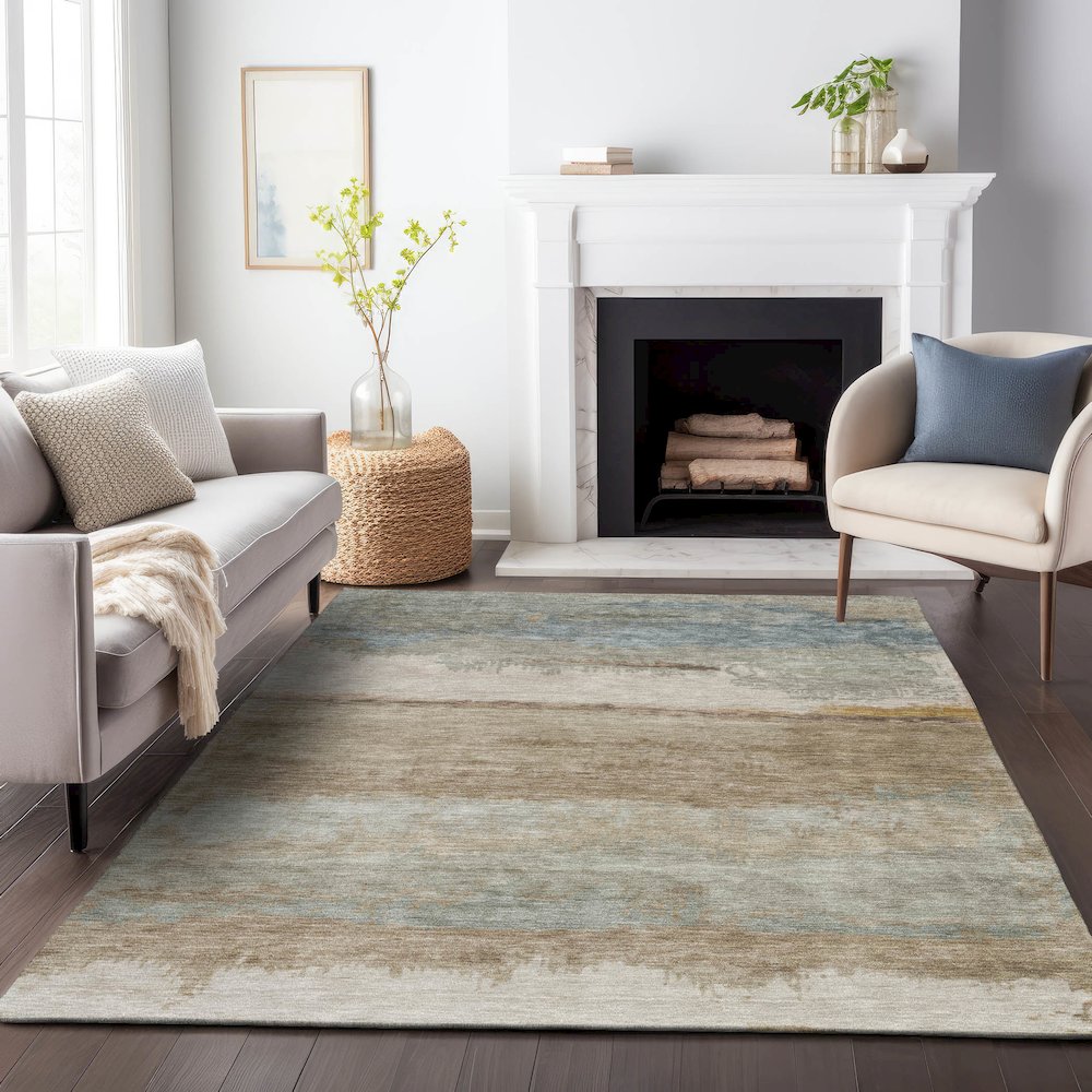Machine Washable Indoor/Outdoor Chantille ACN2156 Beige 2'6" x 3'10" Rug. Picture 6
