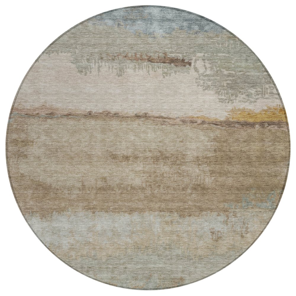 Machine Washable Indoor/Outdoor Chantille ACN2156 Beige 8' x 8' Round Rug. Picture 1