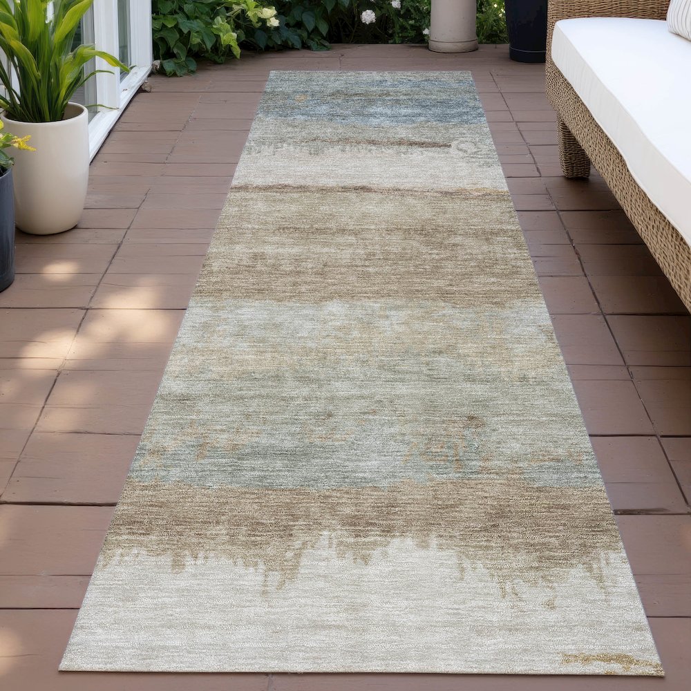 Machine Washable Indoor/Outdoor Chantille ACN2156 Beige 2'3" x 7'6" Runner Rug. Picture 6