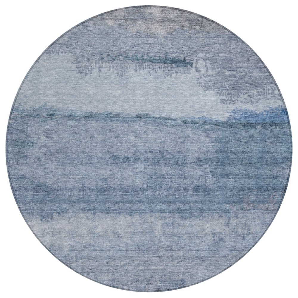 Machine Washable Indoor/Outdoor Chantille ACN2156 Blue 8' x 8' Round Rug. Picture 1