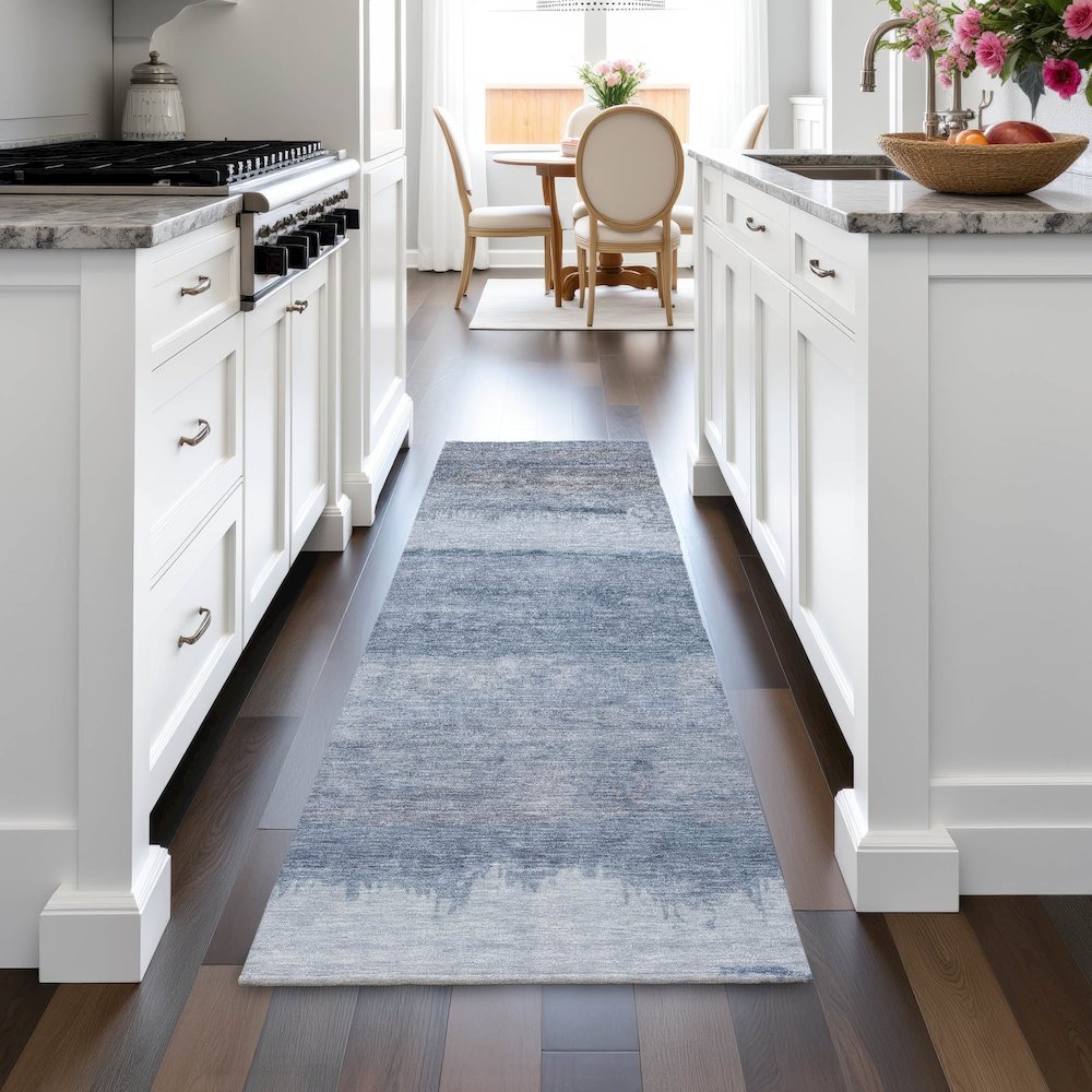 Machine Washable Indoor/Outdoor Chantille ACN2156 Blue 2'3" x 7'6" Runner Rug. Picture 5