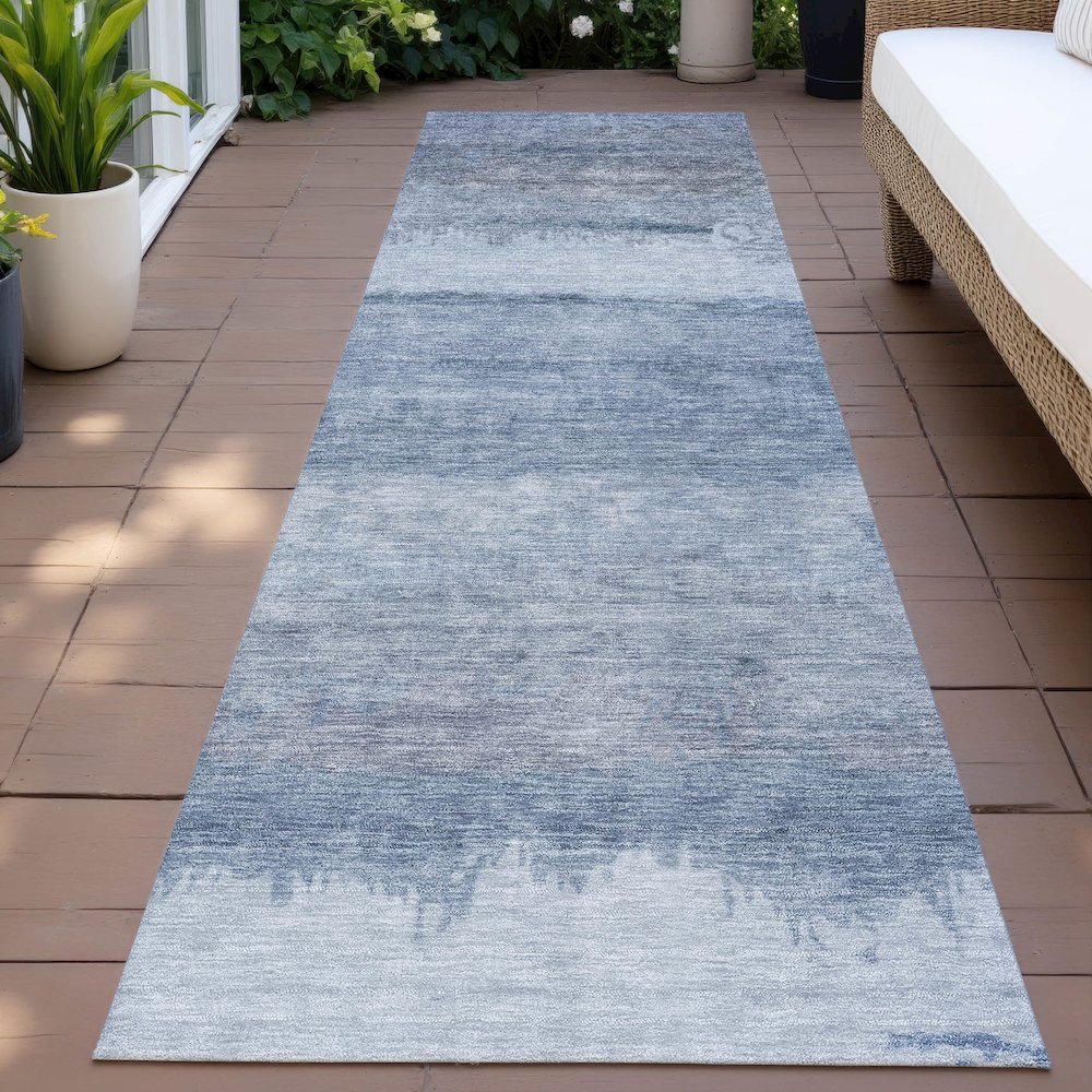 Machine Washable Indoor/Outdoor Chantille ACN2156 Blue 2'3" x 7'6" Runner Rug. Picture 6