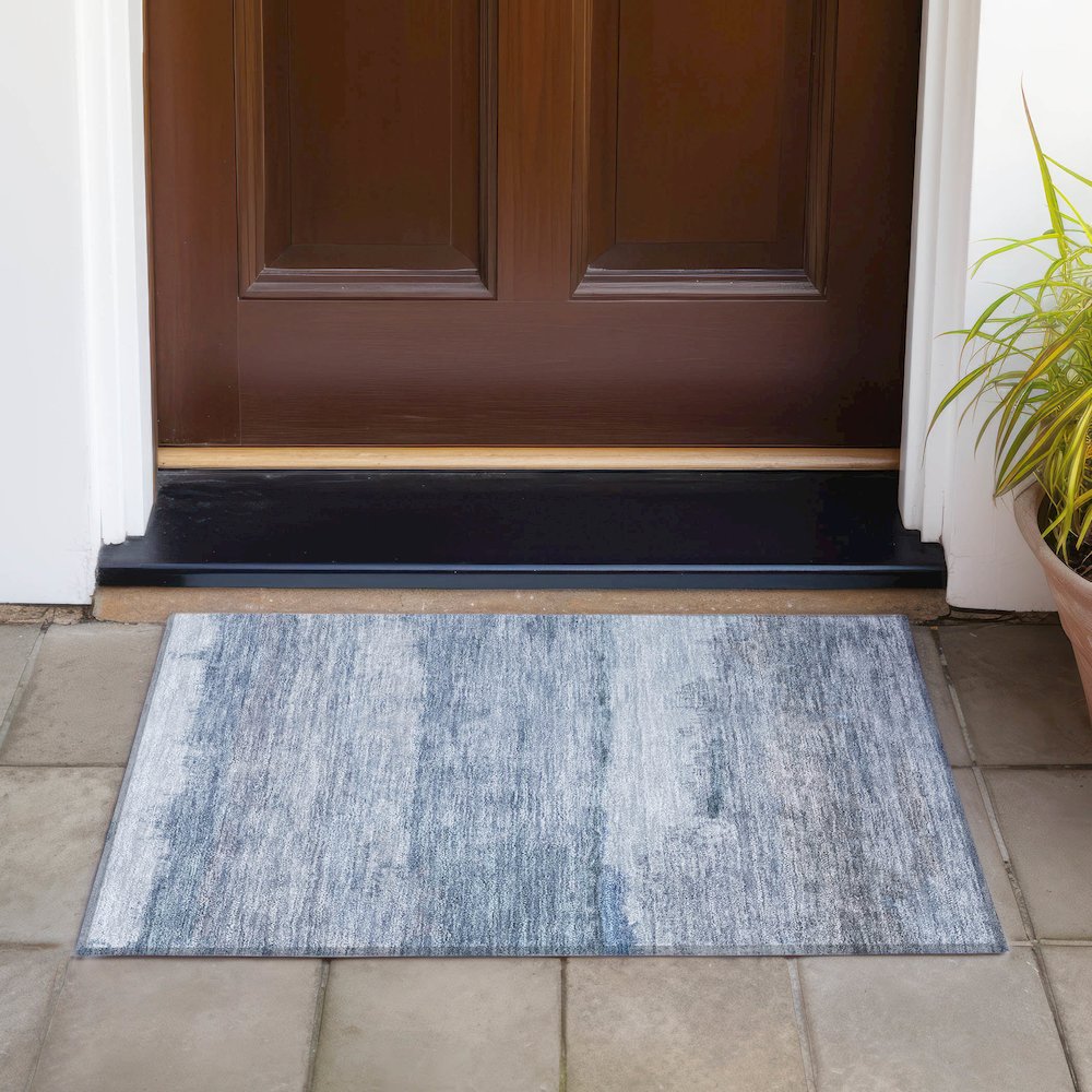 Machine Washable Indoor/Outdoor Chantille ACN2156 Blue 1'8" x 2'6" Rug. Picture 6