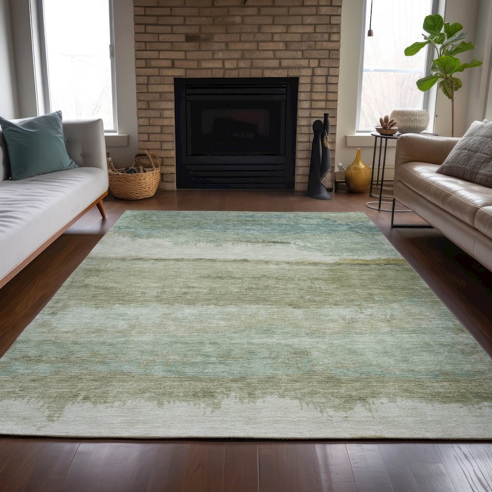 Machine Washable Indoor/Outdoor Chantille ACN2156 Green 2'6" x 3'10" Rug. Picture 6
