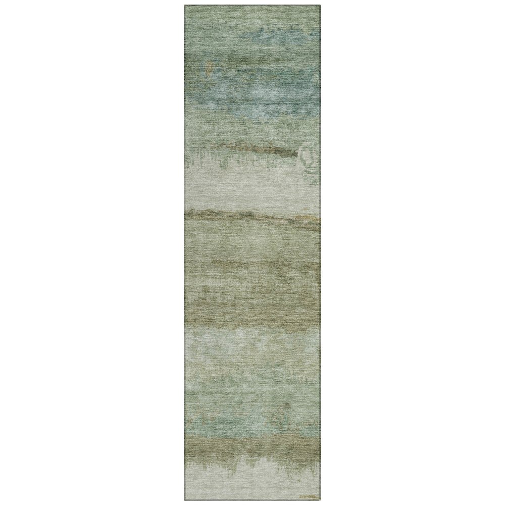 Machine Washable Indoor/Outdoor Chantille ACN2156 Green 2'3" x 7'6" Runner Rug. Picture 1