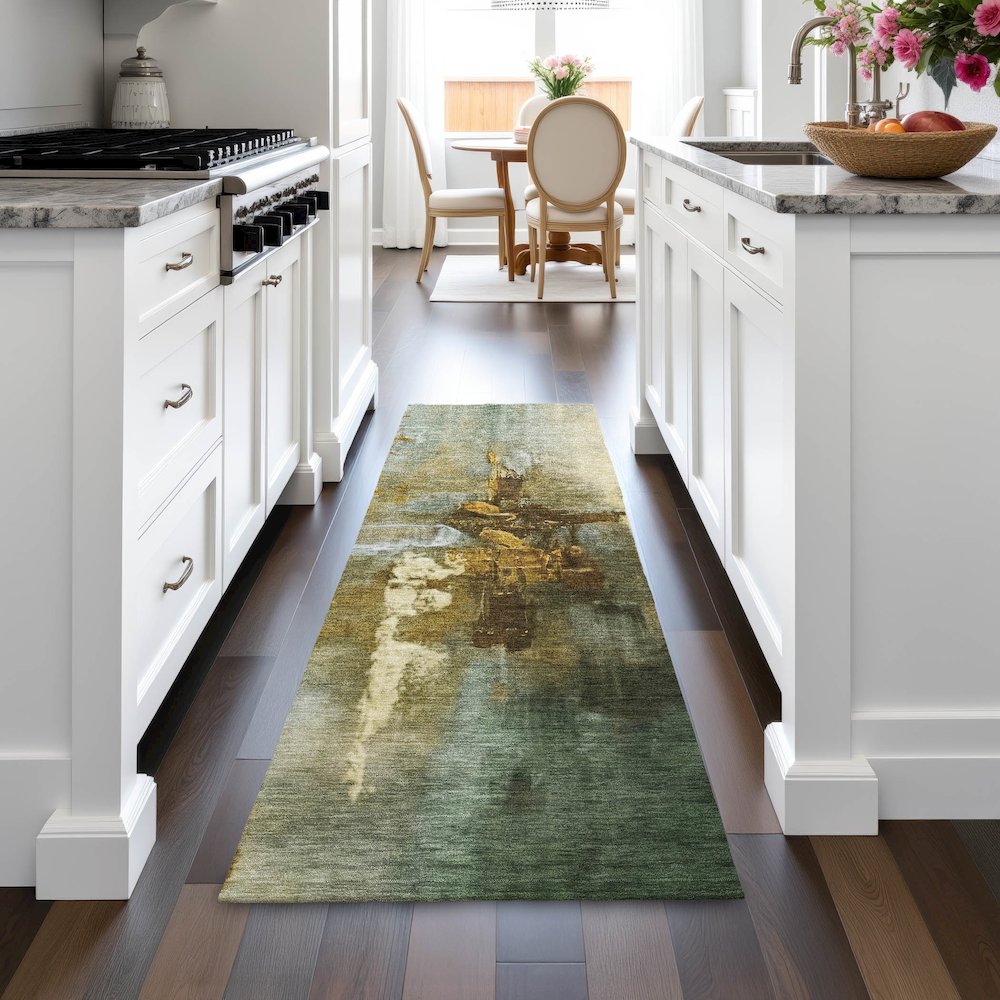 Machine Washable Indoor/Outdoor Chantille ACN2157 Brown 2'3" x 7'6" Runner Rug. Picture 5