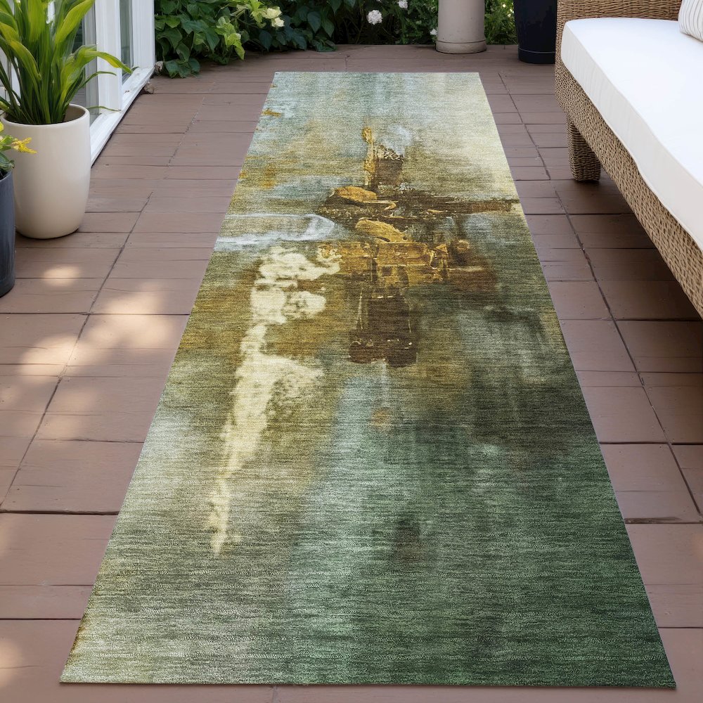 Machine Washable Indoor/Outdoor Chantille ACN2157 Brown 2'3" x 7'6" Runner Rug. Picture 6