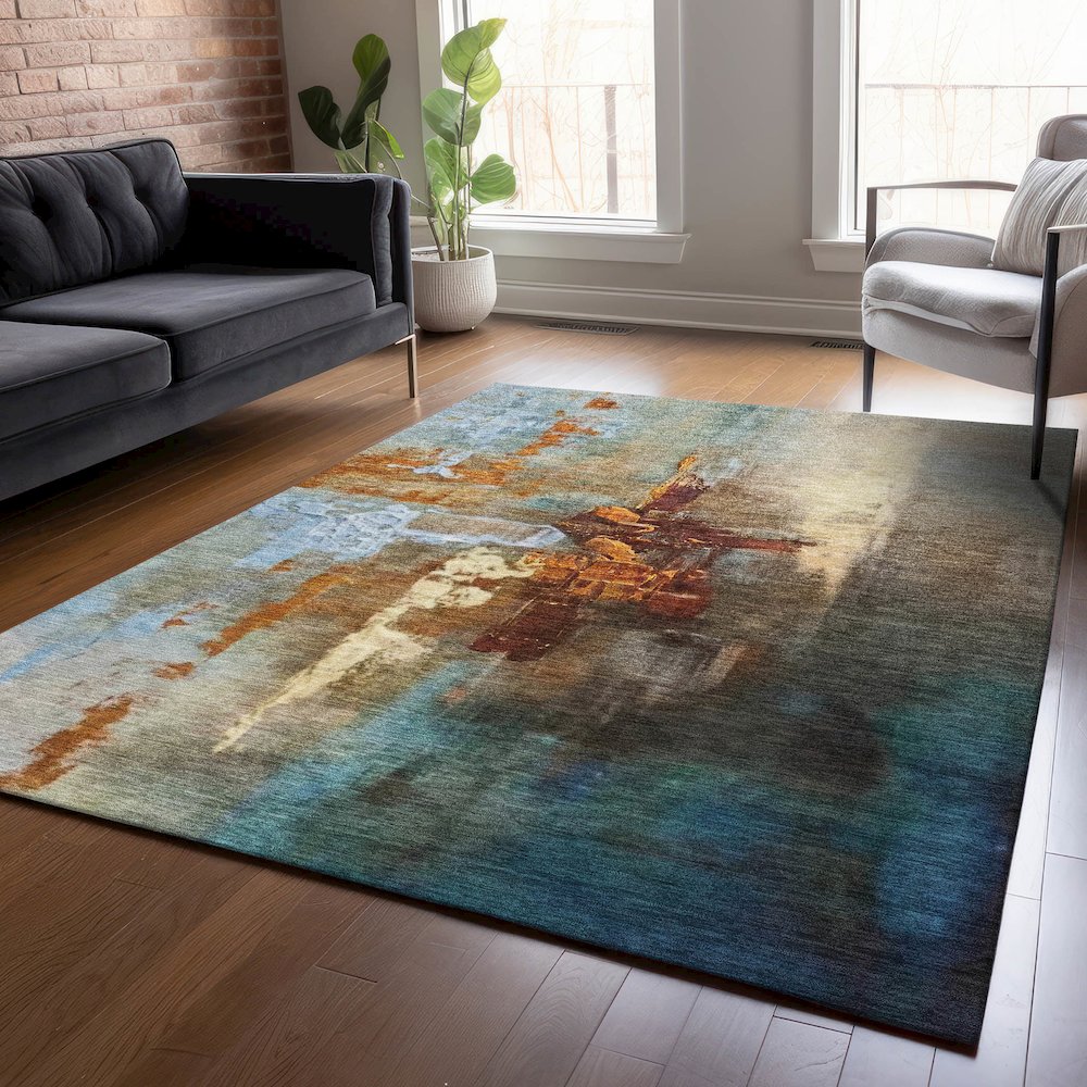 Machine Washable Indoor/Outdoor Chantille ACN2157 Paprika 2'6" x 3'10" Rug. Picture 5