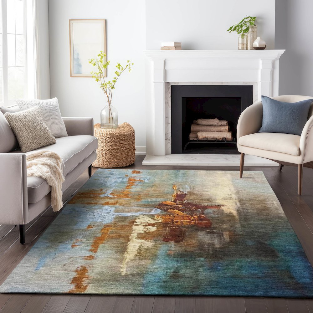 Machine Washable Indoor/Outdoor Chantille ACN2157 Paprika 2'6" x 3'10" Rug. Picture 6