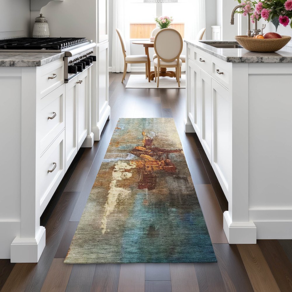 Machine Washable Indoor/Outdoor Chantille ACN2157 Paprika 2'3" x 7'6" Runner Rug. Picture 5
