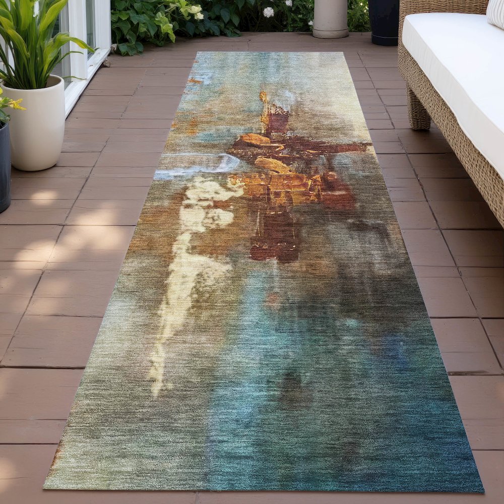 Machine Washable Indoor/Outdoor Chantille ACN2157 Paprika 2'3" x 7'6" Runner Rug. Picture 6