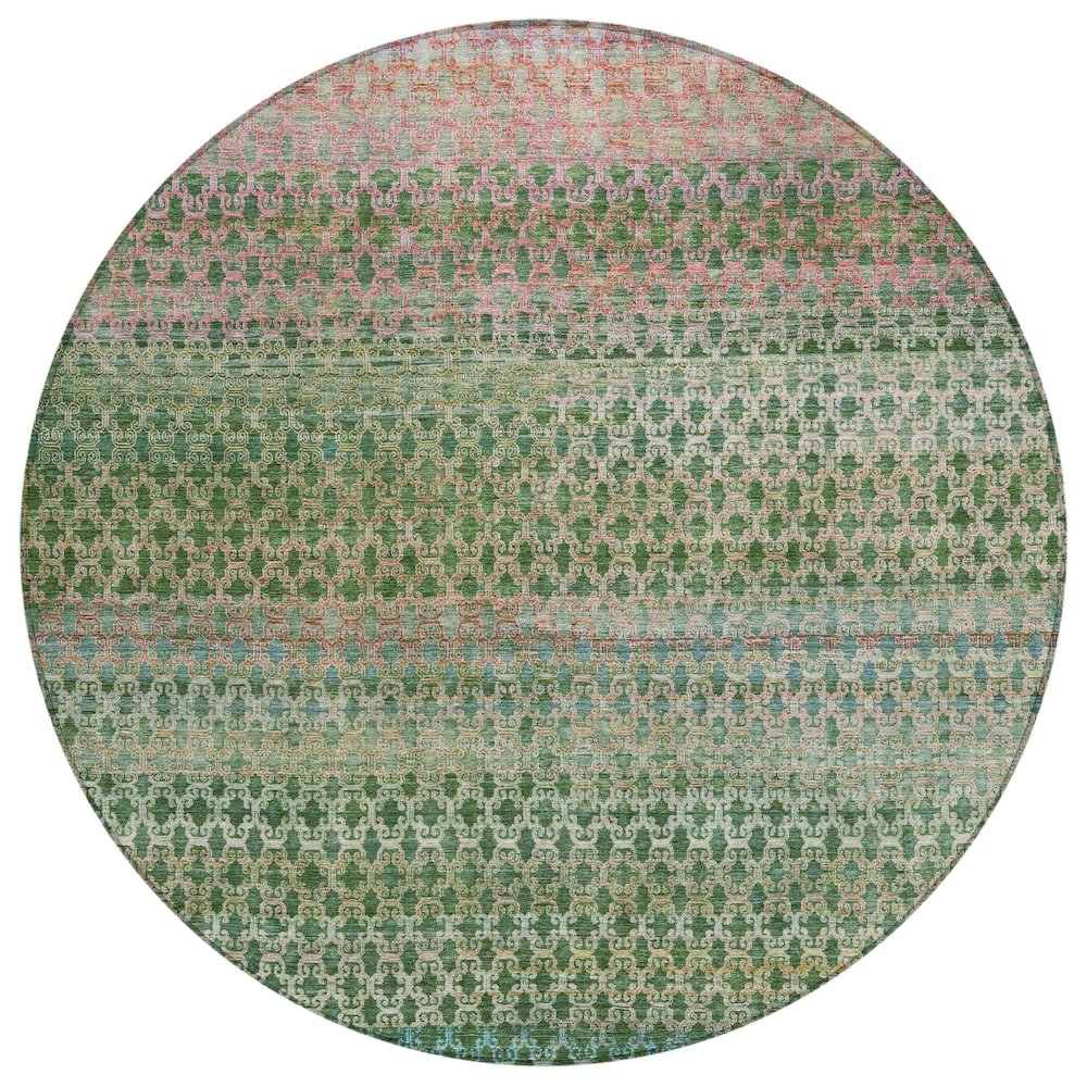 Machine Washable Indoor/Outdoor Chantille ACN2158 Aloe 8' x 8' Round Rug. Picture 1