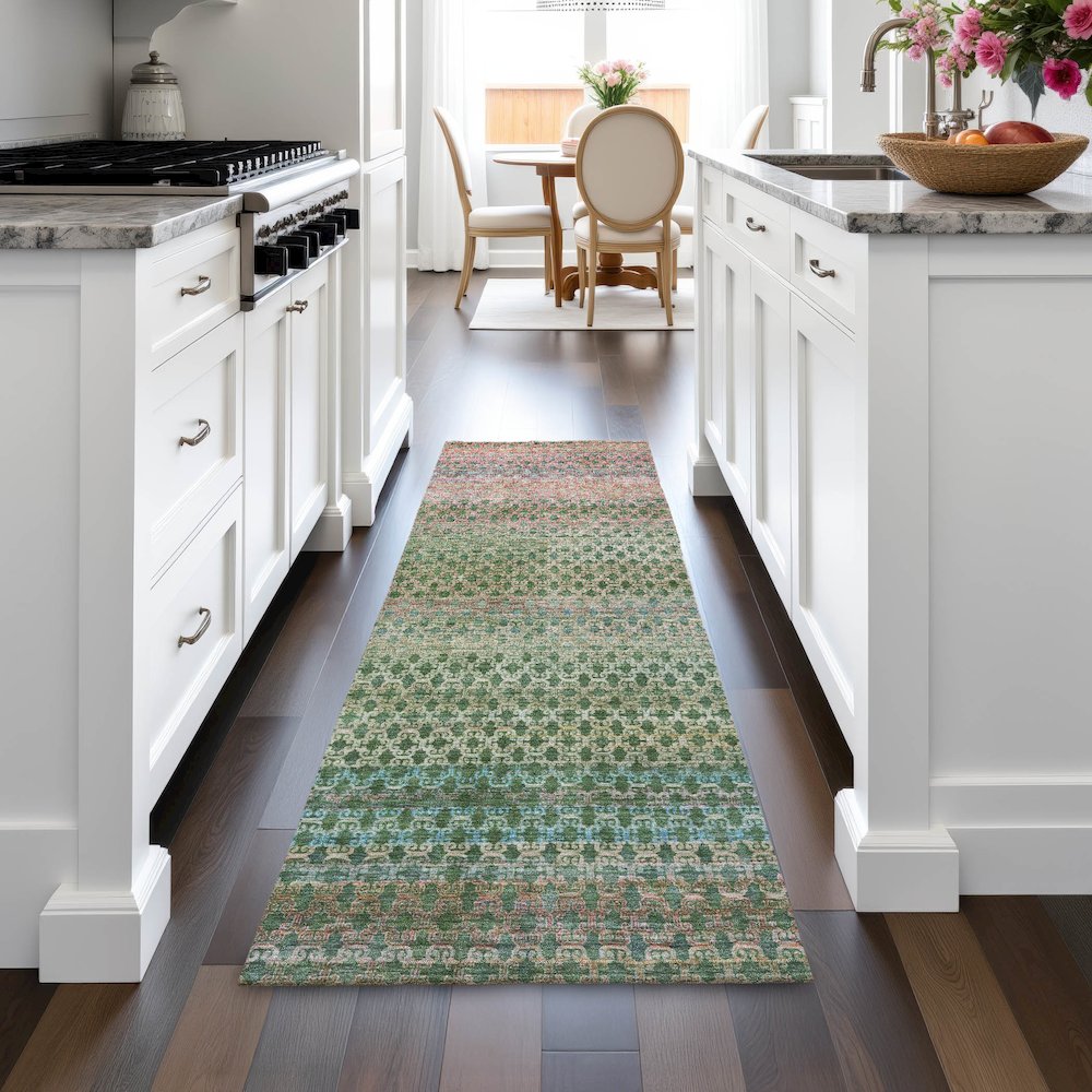 Machine Washable Indoor/Outdoor Chantille ACN2158 Aloe 2'3" x 7'6" Runner Rug. Picture 5
