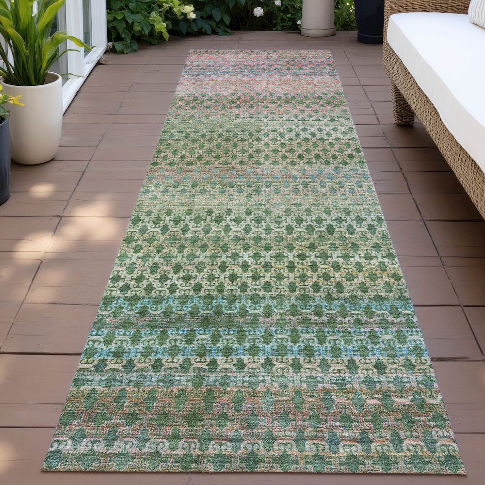 Machine Washable Indoor/Outdoor Chantille ACN2158 Aloe 2'3" x 7'6" Runner Rug. Picture 6