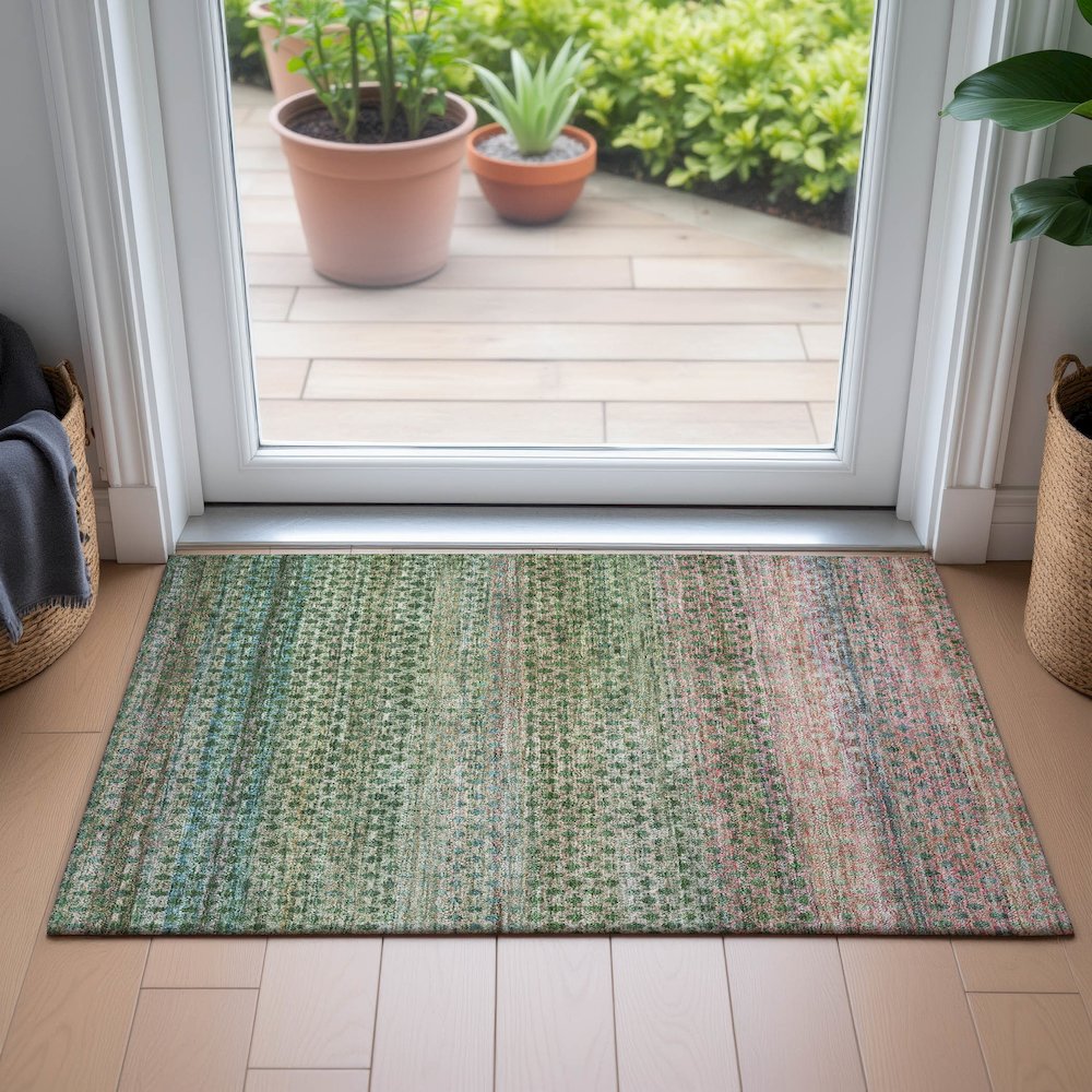 Machine Washable Indoor/Outdoor Chantille ACN2158 Aloe 1'8" x 2'6" Rug. Picture 5