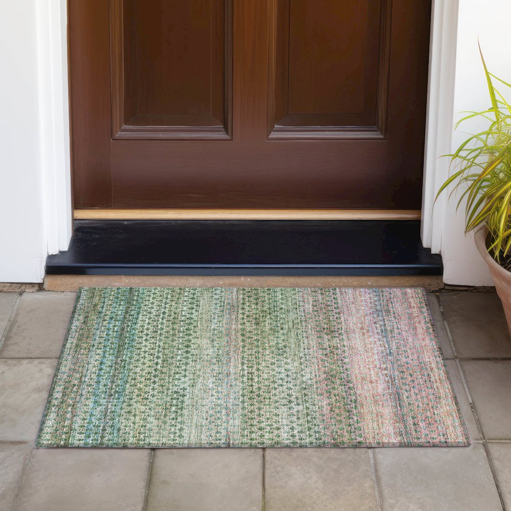 Machine Washable Indoor/Outdoor Chantille ACN2158 Aloe 1'8" x 2'6" Rug. Picture 6