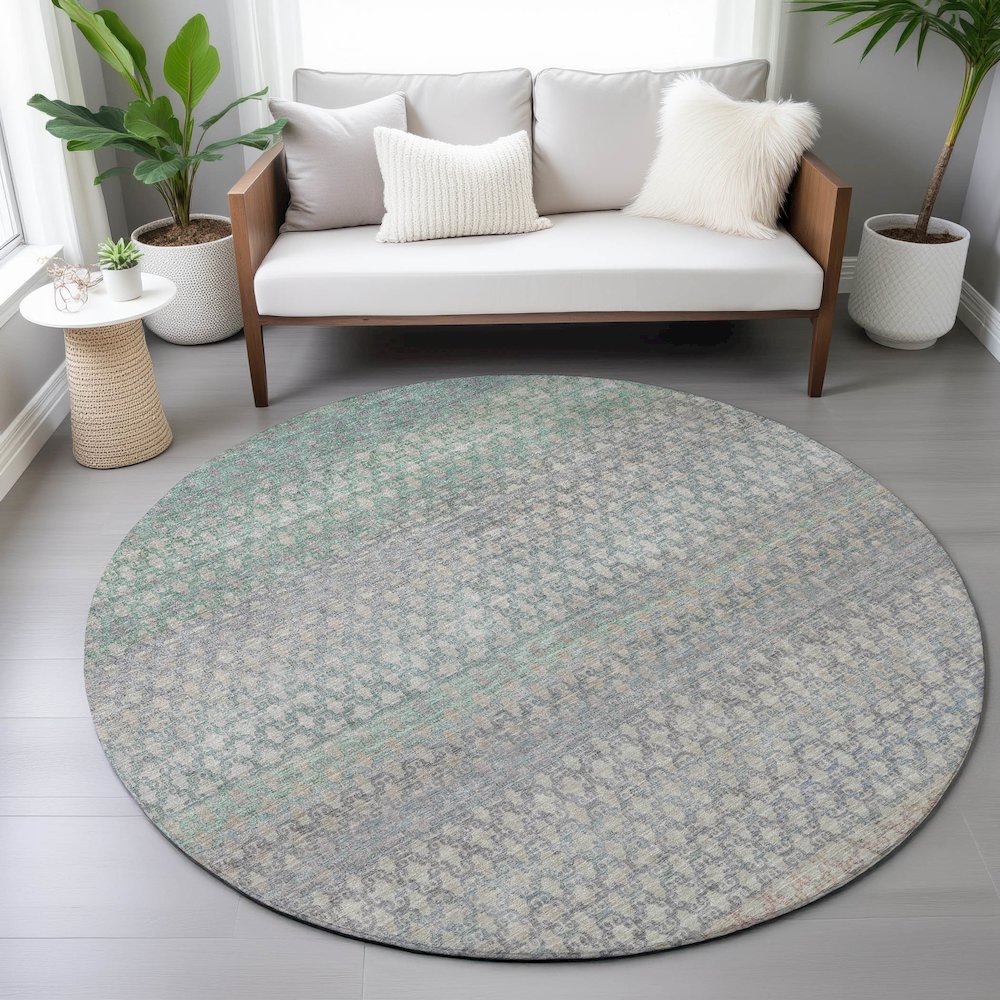 Machine Washable Indoor/Outdoor Chantille ACN2158 Beige 8' x 8' Round Rug. Picture 5