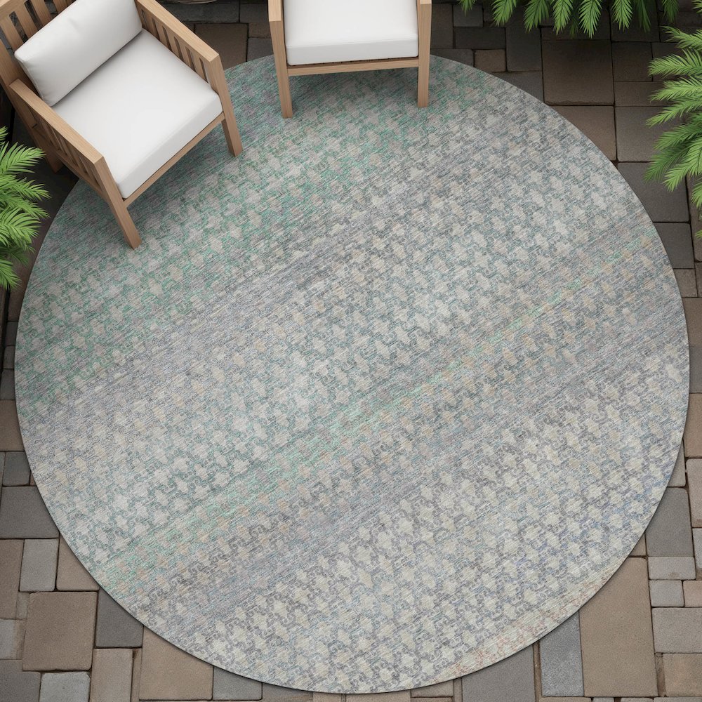 Machine Washable Indoor/Outdoor Chantille ACN2158 Beige 8' x 8' Round Rug. Picture 6