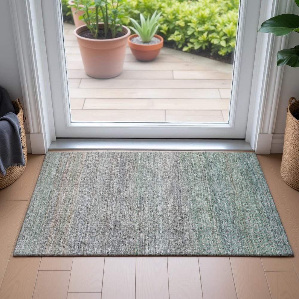 Machine Washable Indoor/Outdoor Chantille ACN2158 Beige 1'8" x 2'6" Rug. Picture 5